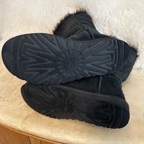 UGG Black Buttoned Fur Boots - Picture 2 of 4